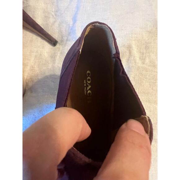 Coach Booties Size 7 B Burgundy Suede Heels Open Toes Adrianna - Picture 7 of 10